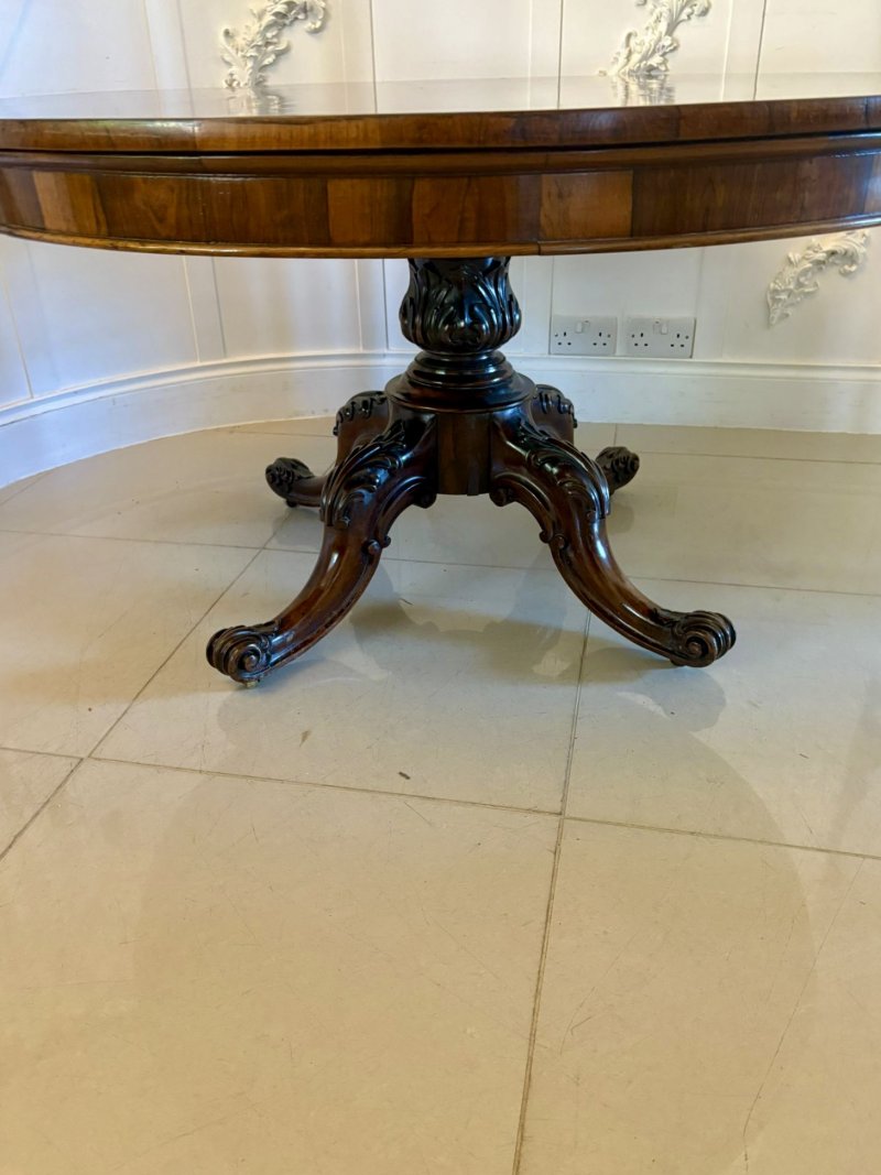 Outstanding Quality Antique Victorian Carved Rosewood Circular Dining Table - Image 15
